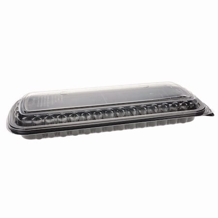 Pactiv Evergreen MealMaster Rib Container Base/Lid, 16.6 x 7.3 x 2.3, Black/Clear Plastic, 80PK YCNC167000DZ
